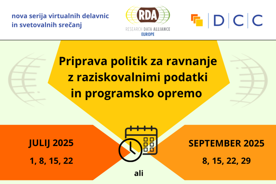 Nova serija virtualnih delavnic in svetovalnih srečanjaj DCC RDA
